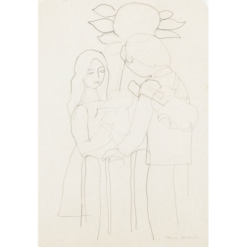 FRANZ GERTSCH : Paar mit Geige unter Sonnenblume (DOBIASCHOFSKY AUKTIONEN AG)