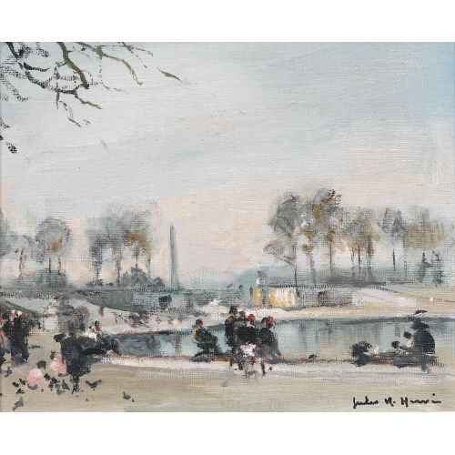 JULES RENE HERVE : Bassin im Jardin des Tuileries mit Figurenstaffage (DOBIASCHOFSKY AUKTIONEN AG)
