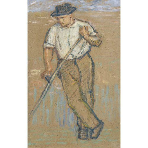 JACQUES ELIE ABRAHAM HERMANJAT : Bauer mit Hut und Sense (DOBIASCHOFSKY AUKTIONEN AG)