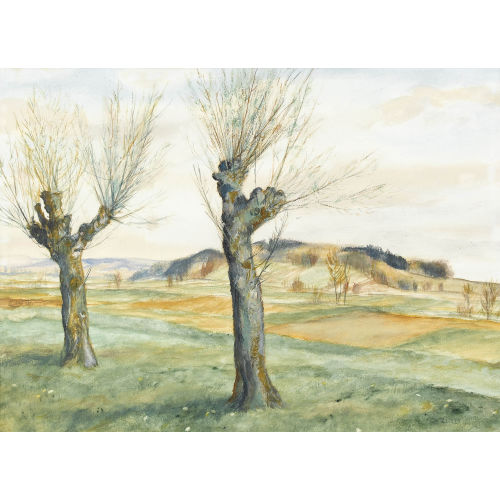 RUDOLF M�LLER : Landschaftspartie mit Weiden (DOBIASCHOFSKY AUKTIONEN AG)