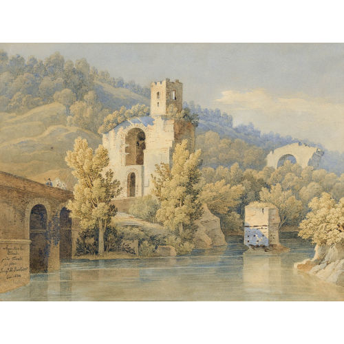 JACQUES HENRI JUILLERAT : R�mische Landschaft bei Tivoli mit Aqu�dukt (DOBIASCHOFSKY AUKTIONEN AG)