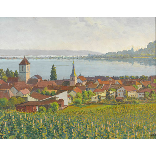 OTTO CLENIN : Ansicht von La Neuveville mit Bielersee (DOBIASCHOFSKY AUKTIONEN AG)
