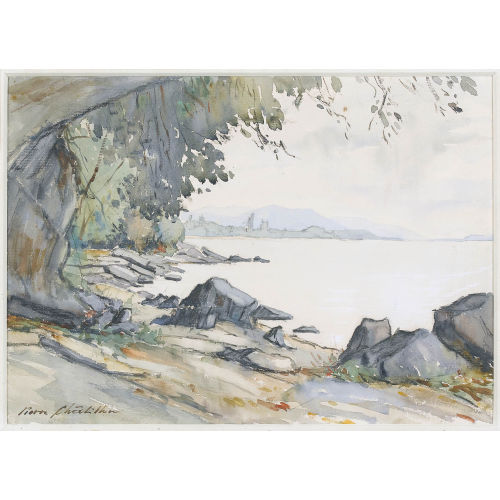 PIERRE CHATILLON : Seeuferpartie mit felsigem Strand (DOBIASCHOFSKY AUKTIONEN AG)