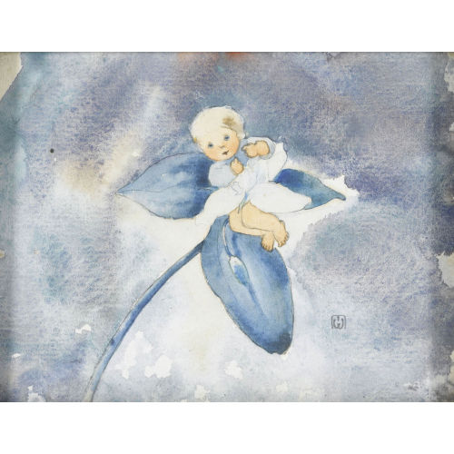 MILI WEBER : Blaue Bl�te mit Elfenkind (DOBIASCHOFSKY AUKTIONEN AG)