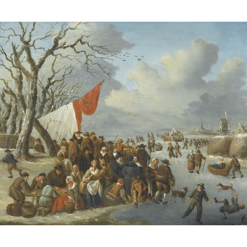 ANDRIES VERMEULEN : Winterlandschaft mit Schlittschuhl�ufern (DOBIASCHOFSKY AUKTIONEN AG)