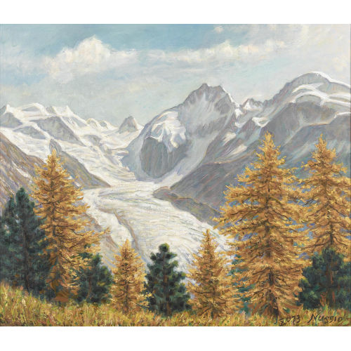 OSCAR NUSSIO : Herbstliche Ansicht des Morteratschgletschers (DOBIASCHOFSKY AUKTIONEN AG)