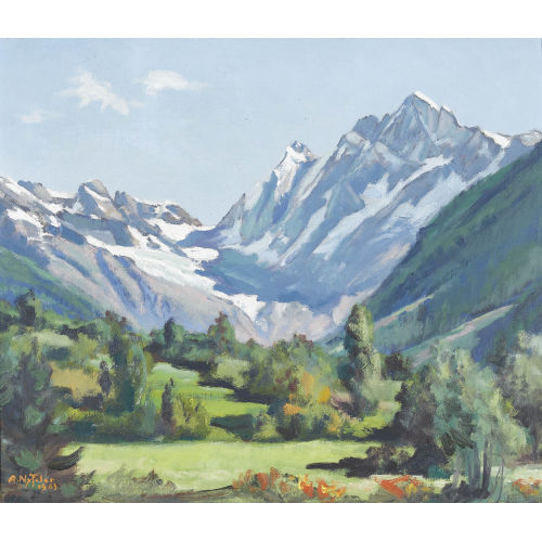 ALBERT NYFELER : Ansicht des L�tschentals mit dem Langgletscher (DOBIASCHOFSKY AUKTIONEN AG)