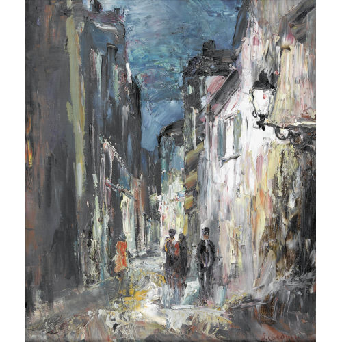 ADOLFO CARDUCCI : N�chtliche Strassenszene in Paris (DOBIASCHOFSKY AUKTIONEN AG)
