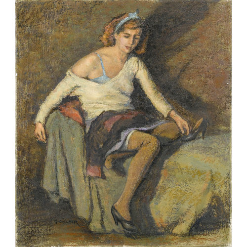 GOTTFRIED L�SCHER : 'Sitzende, ein Schuh auf dem Bett' (DOBIASCHOFSKY AUKTIONEN AG)