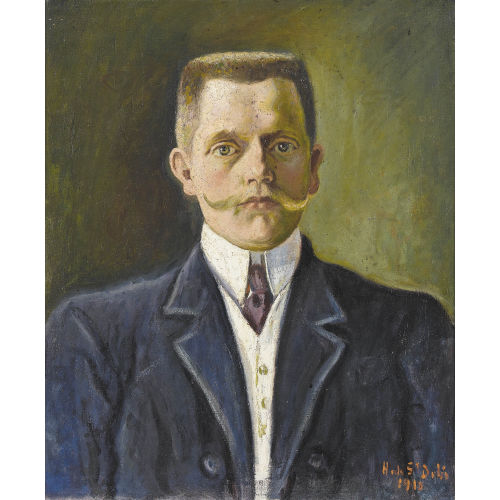 HENRI LIENARD DE SAINT-DELIS : Brustbildnis eines Mannes in blauem Kittel (DOBIASCHOFSKY AUKTIONEN AG)