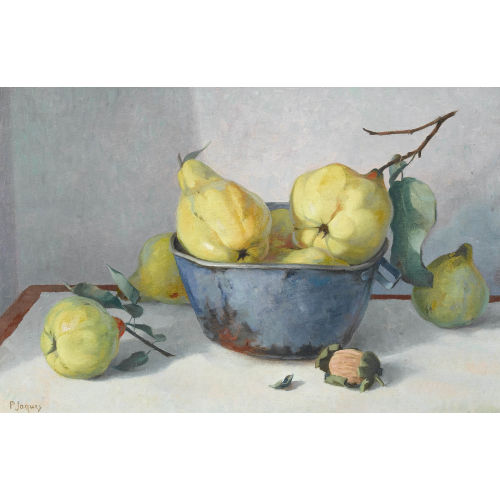 PIERRE JAQUES : Stillleben mit Quitten und Baumnuss (DOBIASCHOFSKY AUKTIONEN AG)