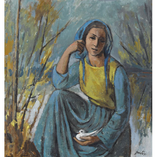 JEANNE) JANEBE (EIGTL. BARRAUD-PELLET : Seeuferpartie mit sitzender Frau (DOBIASCHOFSKY AUKTIONEN AG)