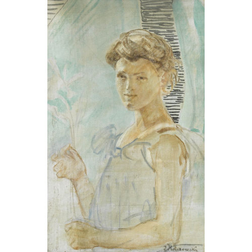 JACEK VON MALCZEWSKI : Bildnis einer jungen Frau mit weisser Lilie (DOBIASCHOFSKY AUKTIONEN AG)