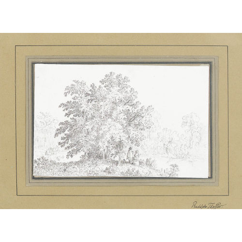 RODOLPHE T�PFFER : Waldpartie mit Figurenstaffage (DOBIASCHOFSKY AUKTIONEN AG)