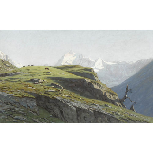 LOUIS DANIEL EDOUARD GAULIS : Hochgebirgspartie mit K�hen unter blauem Himmel (DOBIASCHOFSKY AUKTIONEN AG)