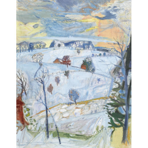 MAX FRANZ BR�TSCHLIN : Winterlandschaft mit Geh�ften im D�mmerlicht (DOBIASCHOFSKY AUKTIONEN AG)