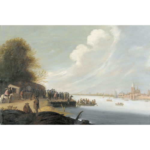 PIETER DE BLOOT : Flusslandschaft mit F�hre und Stadt (DOBIASCHOFSKY AUKTIONEN AG)