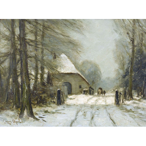 LOUIS (LODEWYK-FRANCISCUS-HENDRIK) APOL : Winterlandschaft mit Waldweg und Geh�ft (DOBIASCHOFSKY AUKTIONEN AG)