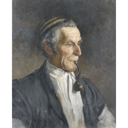 JEAN JOSEPH REICHLEN : Bildnis des Bauern Pipoz aus Charmey mit Pfeifchen (DOBIASCHOFSKY AUKTIONEN AG)