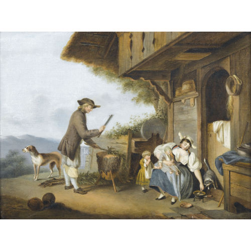 SIGMUND FREUDENBERGER : Bauernfamilie vor einem Chalet (DOBIASCHOFSKY AUKTIONEN AG)