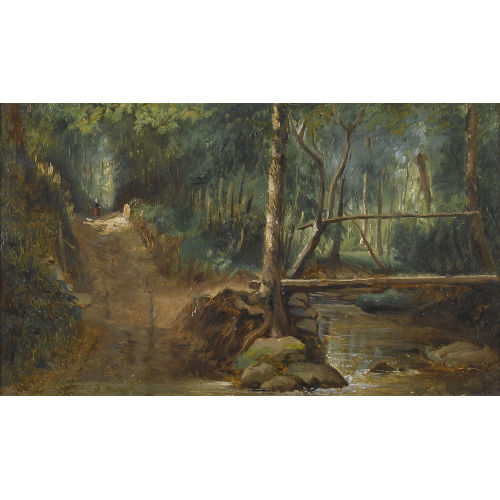 GUSTAVE COURBET : Waldpartie mit Weg und Br�cke (DOBIASCHOFSKY AUKTIONEN AG)