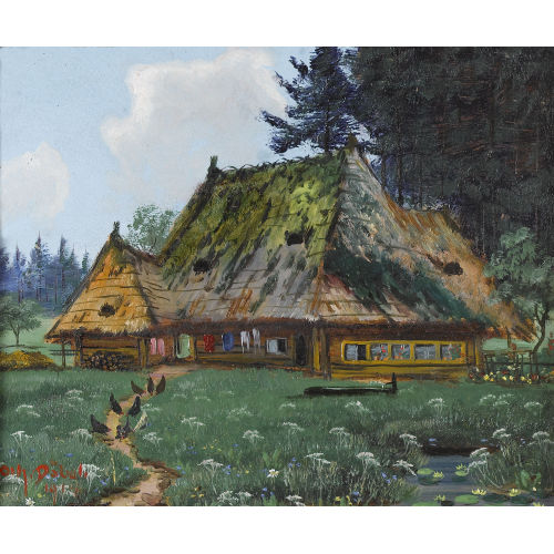 JOHANN OTHMAR D�BELI : Strohdachhaus am Waldrand (DOBIASCHOFSKY AUKTIONEN AG)
