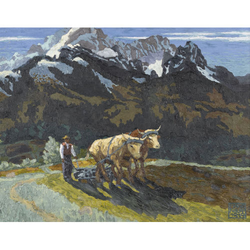 HANS FIGURA : Berglandschaft mit pfl�gendem Bauer (DOBIASCHOFSKY AUKTIONEN AG)