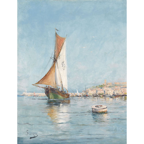 HENRY (AUCH MALFORY-SAVIGNY) MALFROY : S�dfranz�sische Hafenpartie mit Segelboot (DOBIASCHOFSKY AUKTIONEN AG)