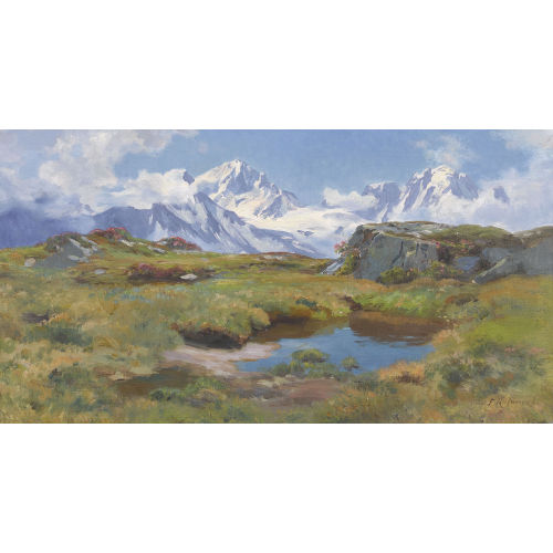 FRITZ-EDOUARD HUGUENIN-LASSAUGUETTE : 'Aiguille de Chardonney et Aiguille Verte' (DOBIASCHOFSKY AUKTIONEN AG)