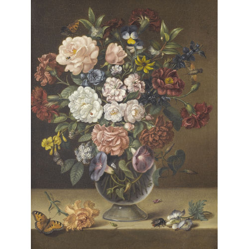 LUDWIG RUDOLF EBERSOLD : Blumenstillleben mit Schmetterlingen und K�fern (DOBIASCHOFSKY AUKTIONEN AG)