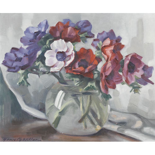 HENRI-JOSEPH CHATILLON : Stillleben mit Anemonen in Glasschale (DOBIASCHOFSKY AUKTIONEN AG)