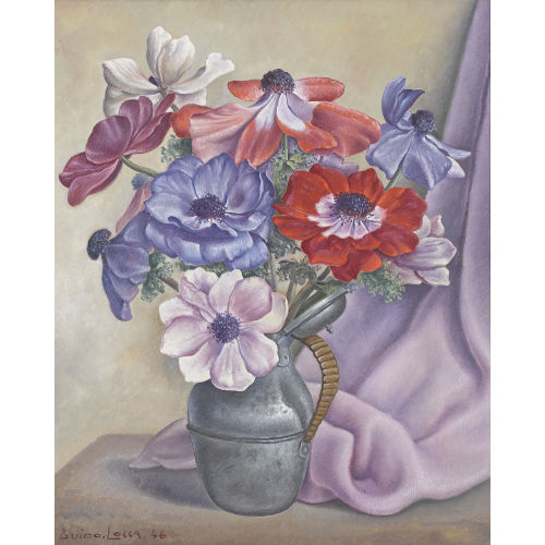 GUIDO LOCCA : Stillleben mit Anemonen in einem Zinnkrug (DOBIASCHOFSKY AUKTIONEN AG)