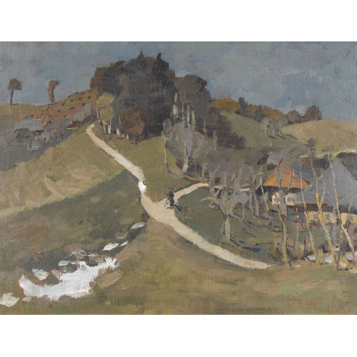 WERNER NEUHAUS : Herbstliche Landschaftspartie mit Bauernh�usern (DOBIASCHOFSKY AUKTIONEN AG)