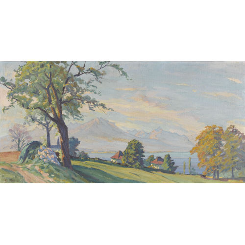 CARL FRIEDRICH FELBER : Herbstliche Seeuferpartie mit Villen (DOBIASCHOFSKY AUKTIONEN AG)