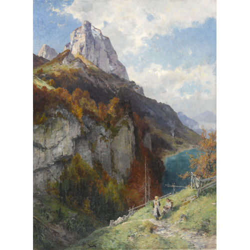 JACQUES MATTHIAS SCHENKER : Rastende M�dchen am Wegrand (DOBIASCHOFSKY AUKTIONEN AG)