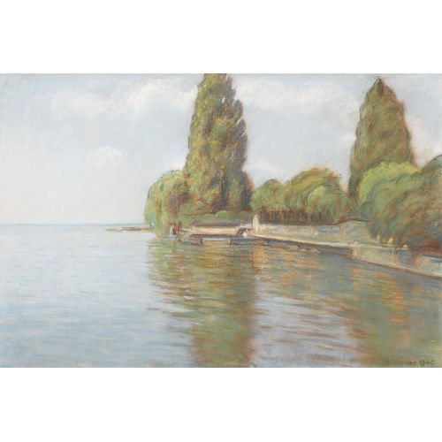 ALBERT KOCHER : Uferpartie am Genfersee bei Pully (DOBIASCHOFSKY AUKTIONEN AG)