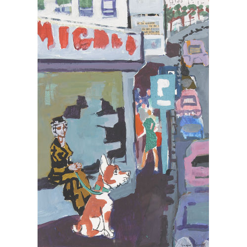 HANS JEGERLEHNER : Strassenansicht mit sitzender Frau und Hund (DOBIASCHOFSKY AUKTIONEN AG)