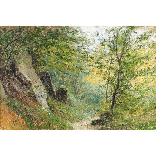 GUSTAVE EUGENE CASTAN : Sonniger Waldweg mit Felsen (DOBIASCHOFSKY AUKTIONEN AG)
