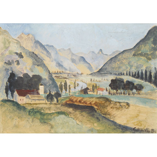 GRETA MANDER : Sommerliche Landschaft mit Kirche (DOBIASCHOFSKY AUKTIONEN AG)
