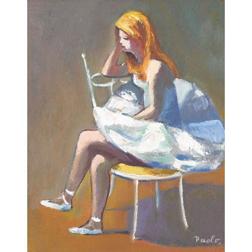 PAUL JAKOB) PAOLO (EIGTL. M�LLER : Sitzende junge Ballerina auf einem weissen Stuhl (DOBIASCHOFSKY AUKTIONEN AG)
