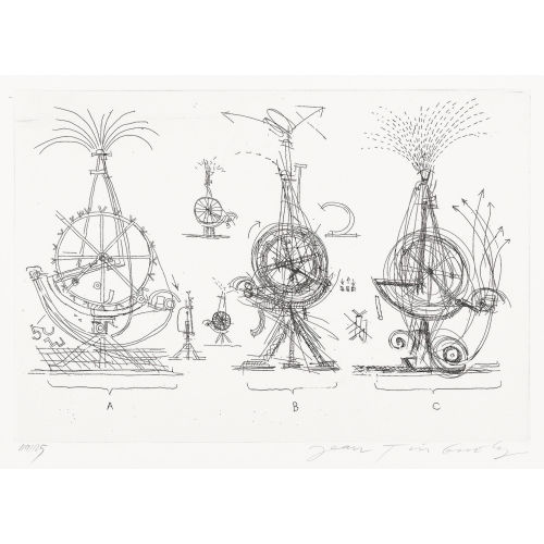 JEAN TINGUELY : Skizze zu Brunnenskulptur in Basel 1977 (DOBIASCHOFSKY AUKTIONEN AG)