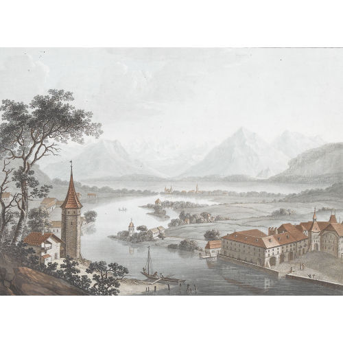 CASPAR WOLF : Lac et Ville de Thun, avec la Riviere de l′Aar (DOBIASCHOFSKY AUKTIONEN AG)