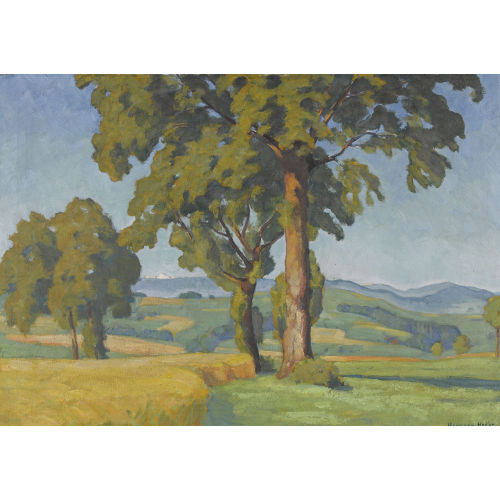 HERMANN HODLER : Sommerliche H�gellandschaft mit Kornfeld (DOBIASCHOFSKY AUKTIONEN AG)