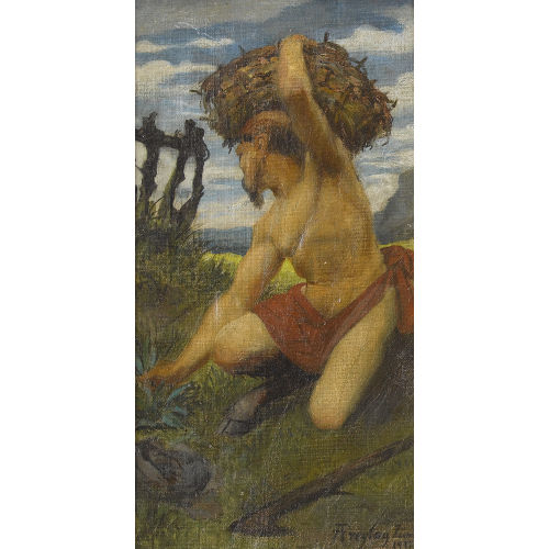 ALBERT FREYTAG : Faun mit B�ndel in Berglandschaft (DOBIASCHOFSKY AUKTIONEN AG)