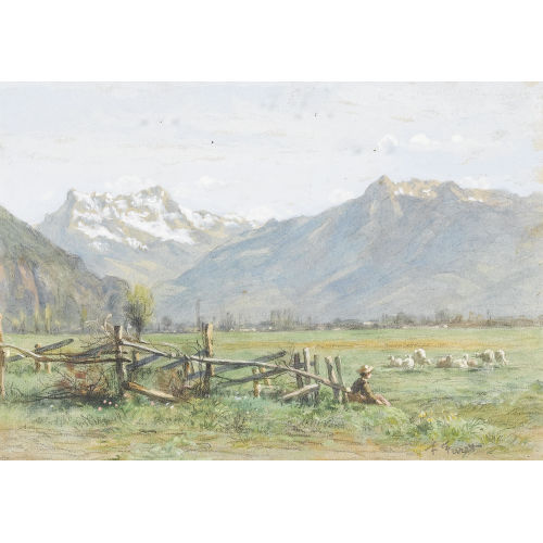 FRAN�OIS FURET : Rhone-Ebene mit Dents du Midi und Hirtenjunge (DOBIASCHOFSKY AUKTIONEN AG)
