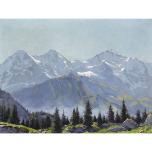 KARL ANNELER : Eiger, M�nch und Jungfrau unter blauem Himmel (DOBIASCHOFSKY AUKTIONEN AG)