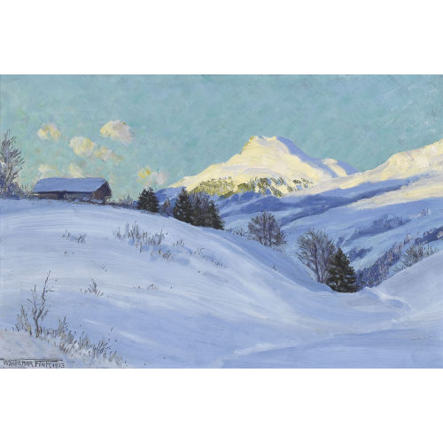 WALDEMAR FINK : 'Wintervorabend bei Adelboden' (DOBIASCHOFSKY AUKTIONEN AG)