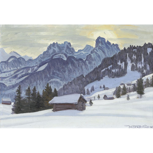 WALDEMAR FINK : 'Gummfluh und R�blihorn von Sch�nried bei Saanen' (DOBIASCHOFSKY AUKTIONEN AG)