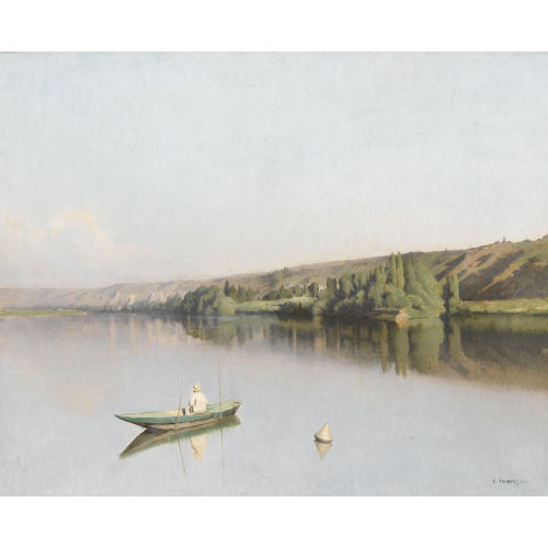EMILE LOUIS FOUBERT : Flusspartie mit Fischer in einem Boot (DOBIASCHOFSKY AUKTIONEN AG)