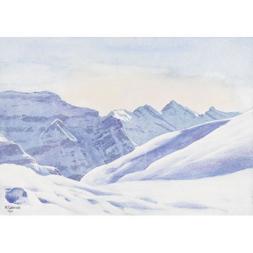 PLINIO COLOMBI : Winterliche Hochgebirgspartie im Sonnenschein (DOBIASCHOFSKY AUKTIONEN AG)